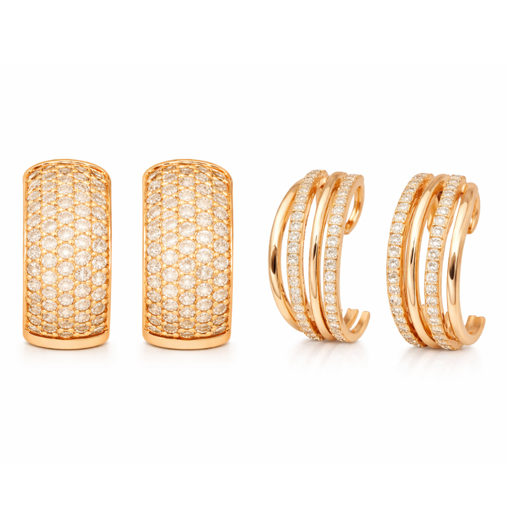 Sparkle Duo Value Set| Rose Gold Plated Stud Earring Set For Women And Girls