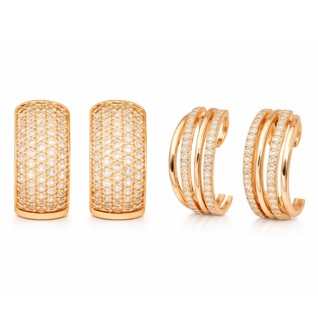 Sparkle Duo Value Set| Rose Gold Plated Stud Earring Set For Women And Girls