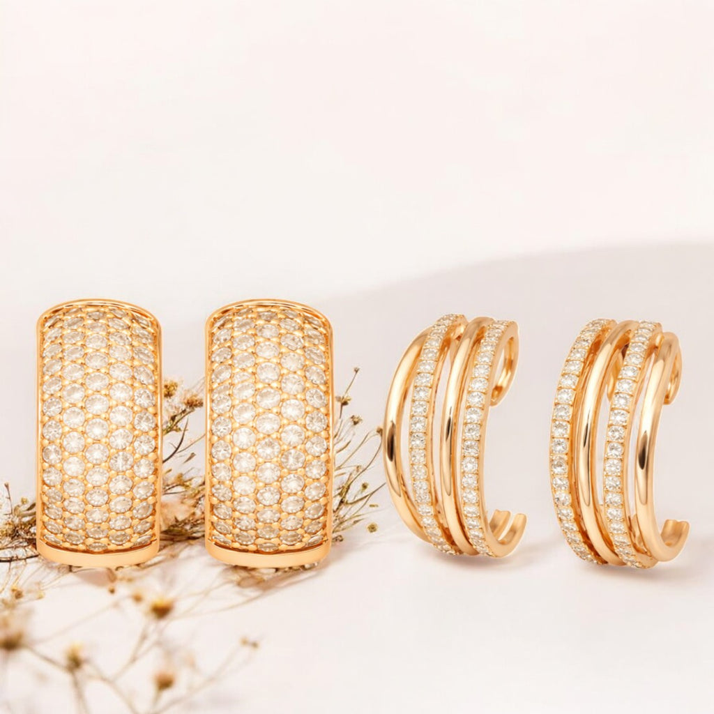 Sparkle Duo Value Set| Rose Gold Plated Stud Earring Set For Women And Girls