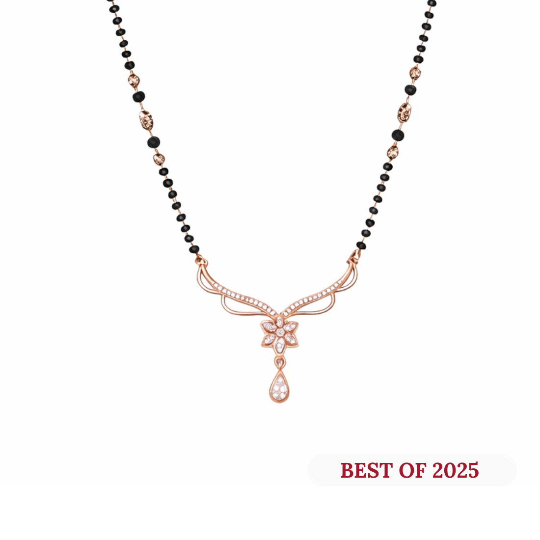 American Diamond Rose Gold Plated Designer Mangalsutra Pendant for Girls and Women (With Chain)