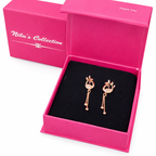 Gift  Rose Gold Plated Drop Earrings Set Witj American Diamond For Women And Girls
