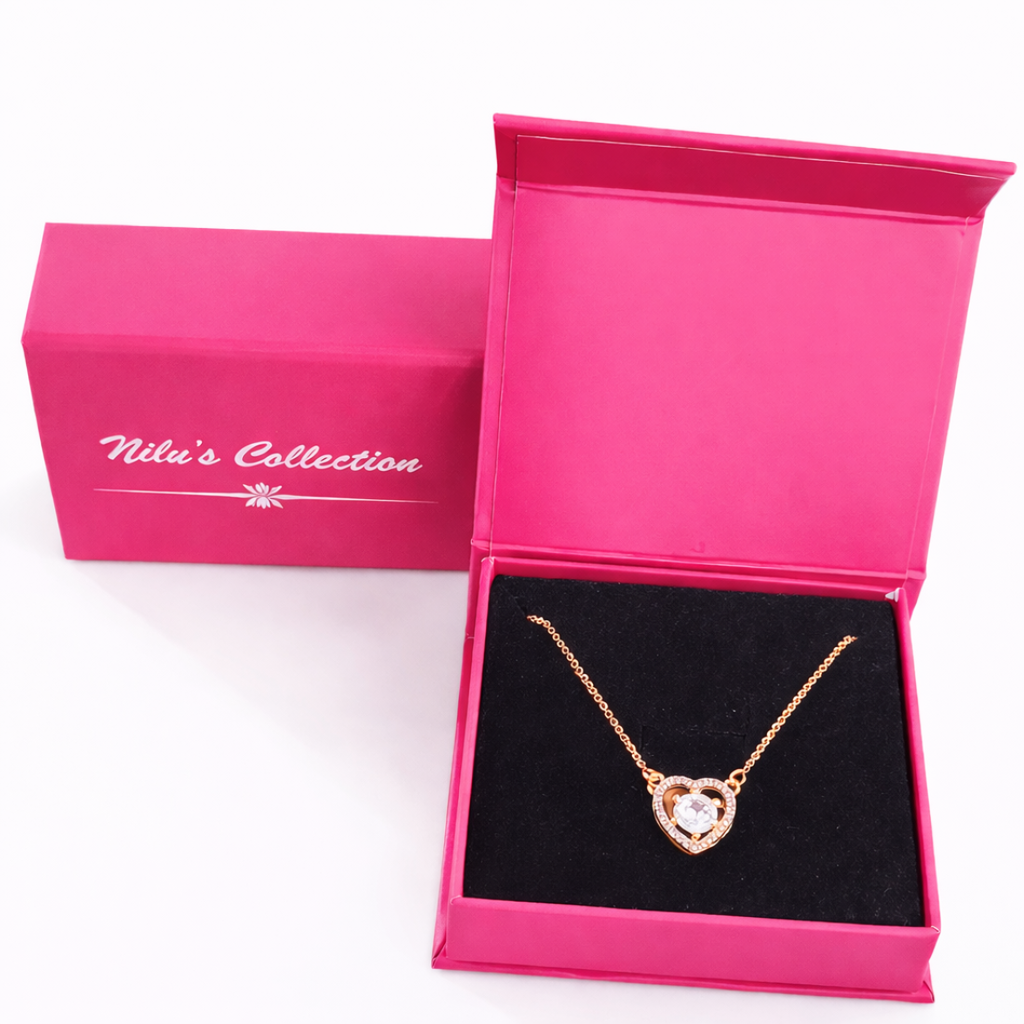 Gift Rose Gold Plated Heart Shape Pendant With Earrings For Women And Girls| Valentine Gift