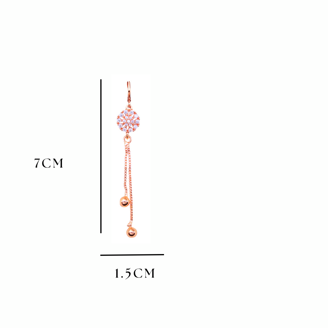 Rose Gold Long Earrings, American Diamond Studded Lightweight Drop Earrings for Women and Girls (Floral)