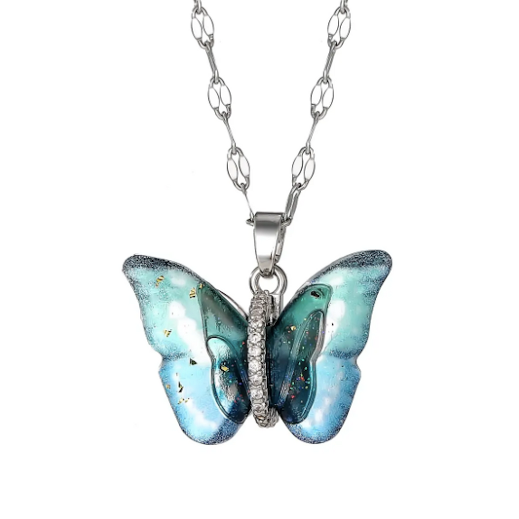 Elegant Silver Plated Butterfly Pendant with Link Chain| CZ Pendant Chain Necklace for Women & Girls (Silver)
