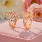 Ring Stacks Value Set| Rose Gold Plated Adjustable Ring With American Diamond For Women & Girls