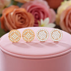 Rose Gold Circular Stud Earrings Set