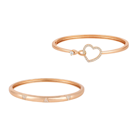 Braclet Duo Value Set | Rose Gold Plated AD Stone Sparkling Kada Bracelet Set for Women & Girls