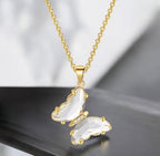 Elegant Gold Plated Butterfly Necklace for Women and Girls, Trendy Butterfly Jewelry (White)