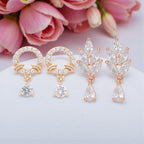 Rose Gold Plated Comb Earrings With American Diamond