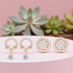 Gentle Glow Value Set| Rose Gold Plated Stud & Drop Earrings With American Diamond For Women & Girls