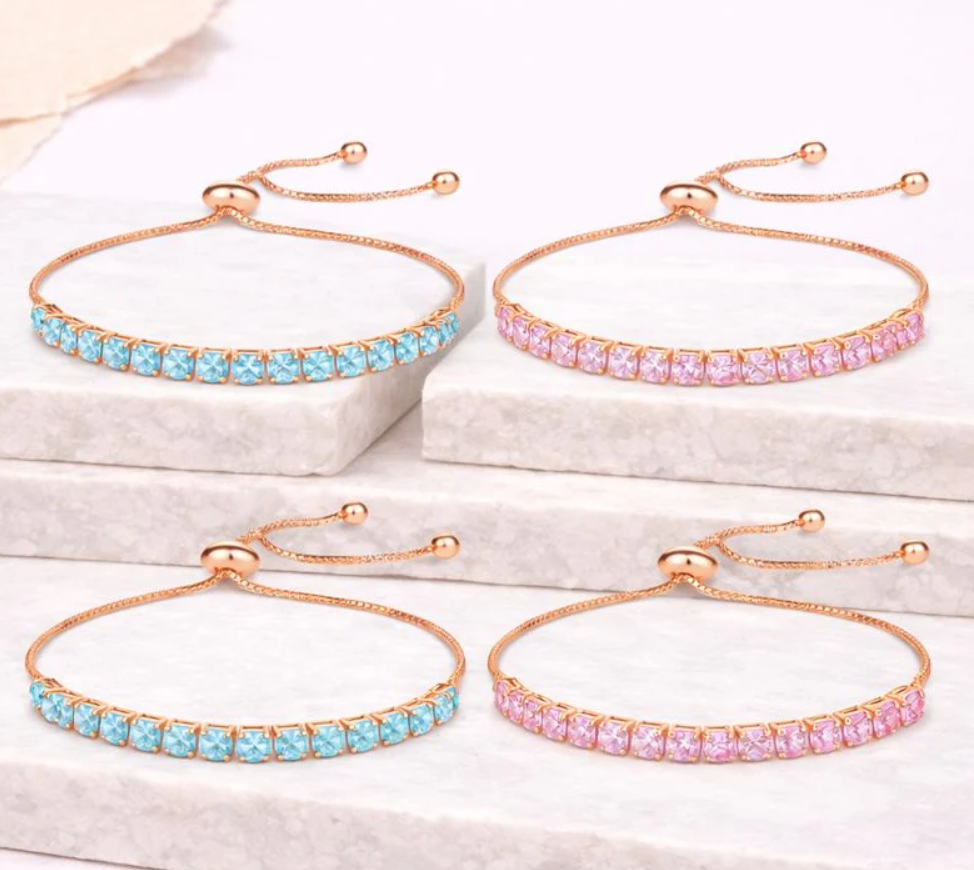 Trendy Tennis Adjustable Bracelet With American Diamond For Women & Girls | Anti- Tarnish | Anti- Allergy |Daily Wear (Ocean Blue)