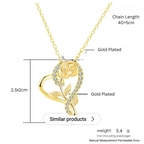 Stylish Gold Plated CZ Chain Pendent Set for Women, Heart Shaped Pendant with Rose Design (Gold)