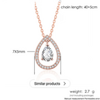 Rose Gold Plated White Cubic Zirconia Studded Pendant for Women with Link Chain, Jewellery Gifts for Women & Girls (Rose Gold)