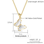 Elegant Gold Plated Butterfly Necklace for Women and Girls, Trendy Butterfly Jewelry (White)
