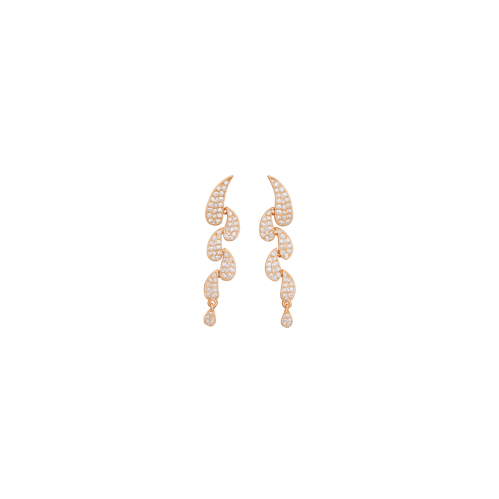 Rose Gold Plated Necklace with Drop Earrings For Women & Girls