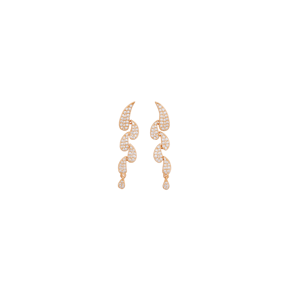 Nilu's Collection Rose Gold Plated Necklace with Leaf Motifs and Matching Drop Earrings For Women & Girls