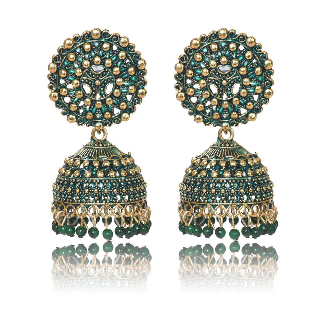 Ethnic Oxidised Jhumka Earring, Long Hangings Traditional Alloy Jhumki Earrings for Women & Girls