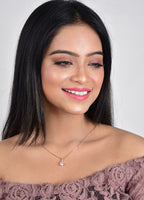 Rose Gold Plated Solitaire Pendant Chain for Women & Girls, Cubic Zircon Pendant Locket (Rose Gold)