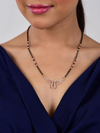 American Diamond Rose Gold Plated Designer Mangalsutra for Girls and Women (With Chain)