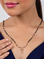 American Diamond Rose Gold Plated Designer Mangalsutra Pendant for Girls and Women (With Chain)