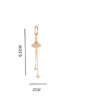 Rose Gold Long Earrings, American Diamond Studded Lightweight Danglers Drop Earrings for Women and Girls (Geometric)