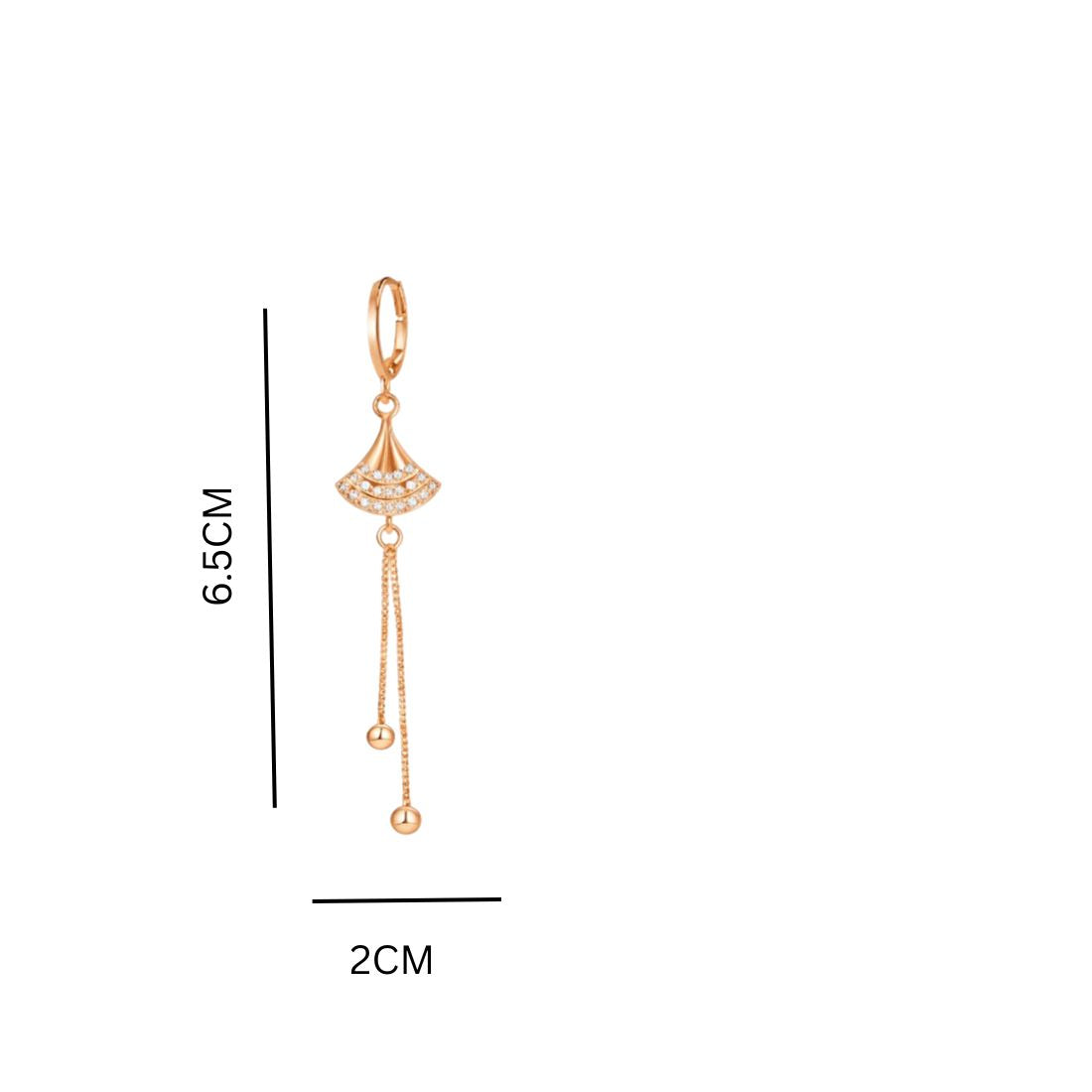 Rose Gold Long Earrings, American Diamond Studded Lightweight Danglers Drop Earrings for Women and Girls (Geometric)