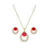 Rose Gold Plated Red Ruby Stone Pendant Necklace and Earring Set for Women and Girls