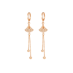Rose Gold Long Earrings, American Diamond Studded Lightweight Danglers Drop Earrings for Women and Girls (Geometric)