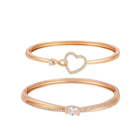 Bracelet Duo |Rose Gold Plated AD Stone Sparkling Kada Bracelet Value Set for Girls