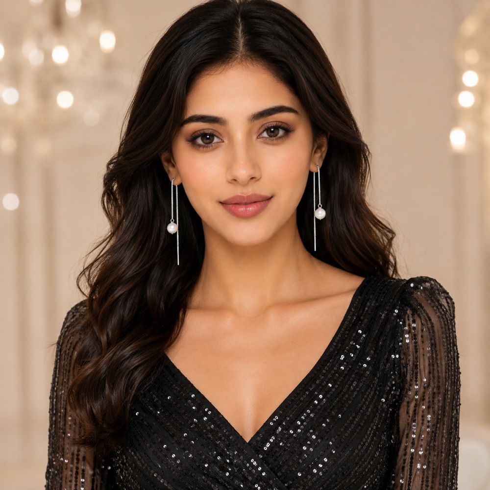 Pearl Tassel Long Drop Earrings for Women/Girls | Light weight | Sleek & Beautiful