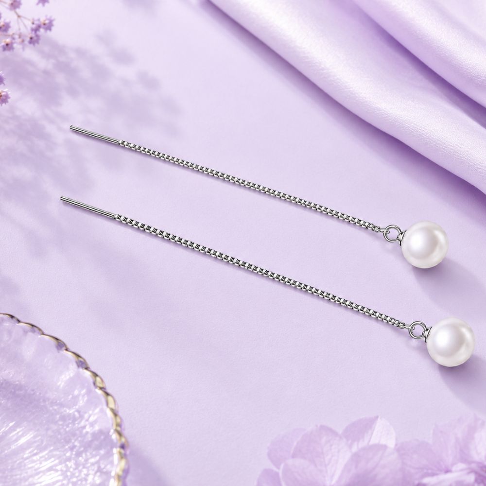 Pearl Tassel Long Drop Earrings for Women/Girls | Light weight | Sleek & Beautiful