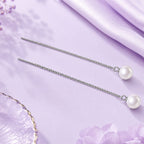 Pearl Tassel Long Drop Earrings for Women/Girls | Light weight | Sleek & Beautiful