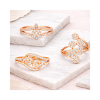 Ring Stacks Value Set For Women And Girls| Rose Gold Plated AD Stone Adjustable Rings