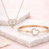 Harmony Hues Value Set | Rose Gold Plated Heart Necklace and Kada Bracelet for Women & Girls