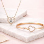 Harmony Hues Value Set | Rose Gold Plated Heart Necklace and Kada Bracelet for Women & Girls