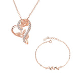 Rose Gold AD Heart & Leaf Set