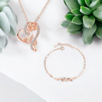 Rose Gold AD Heart & Leaf Set