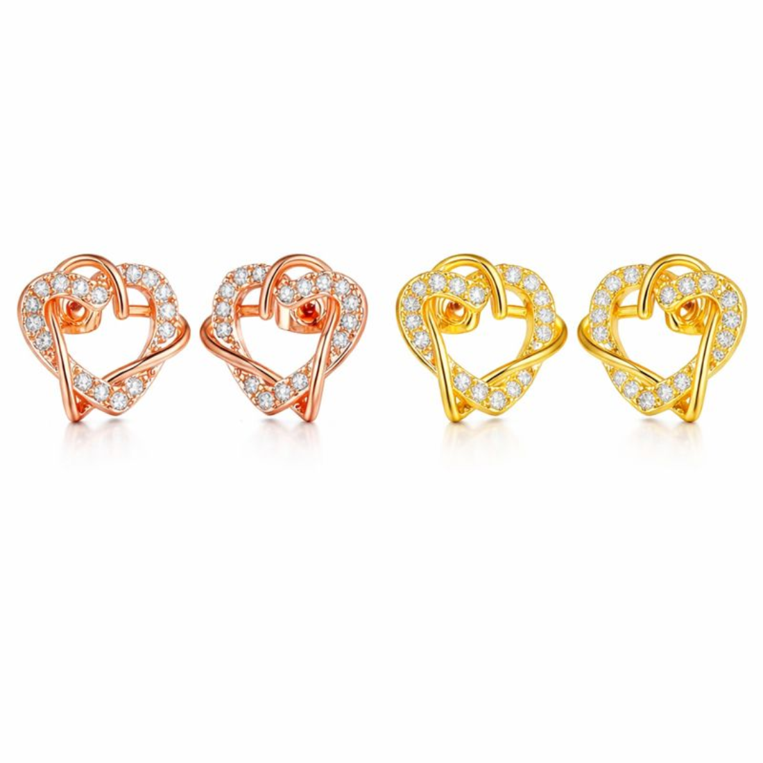 Multi Tone Set| Value Set Heart Shape Stud Earrings Combo Set for Women & Girls
