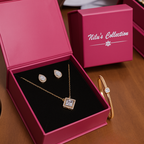 Gift Rose Gold Plated Pendant With Earrings And Kada bracelet With American Diamond For Women And Girls
