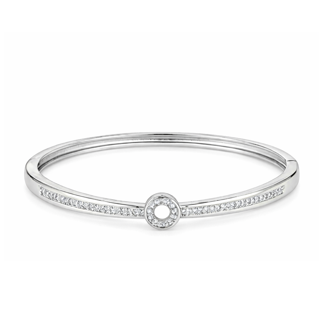 Nilu's Collection Silver Plated Kada Bracelet With American Diamond For Women And Girls | Kada Size (2.2-2.6)