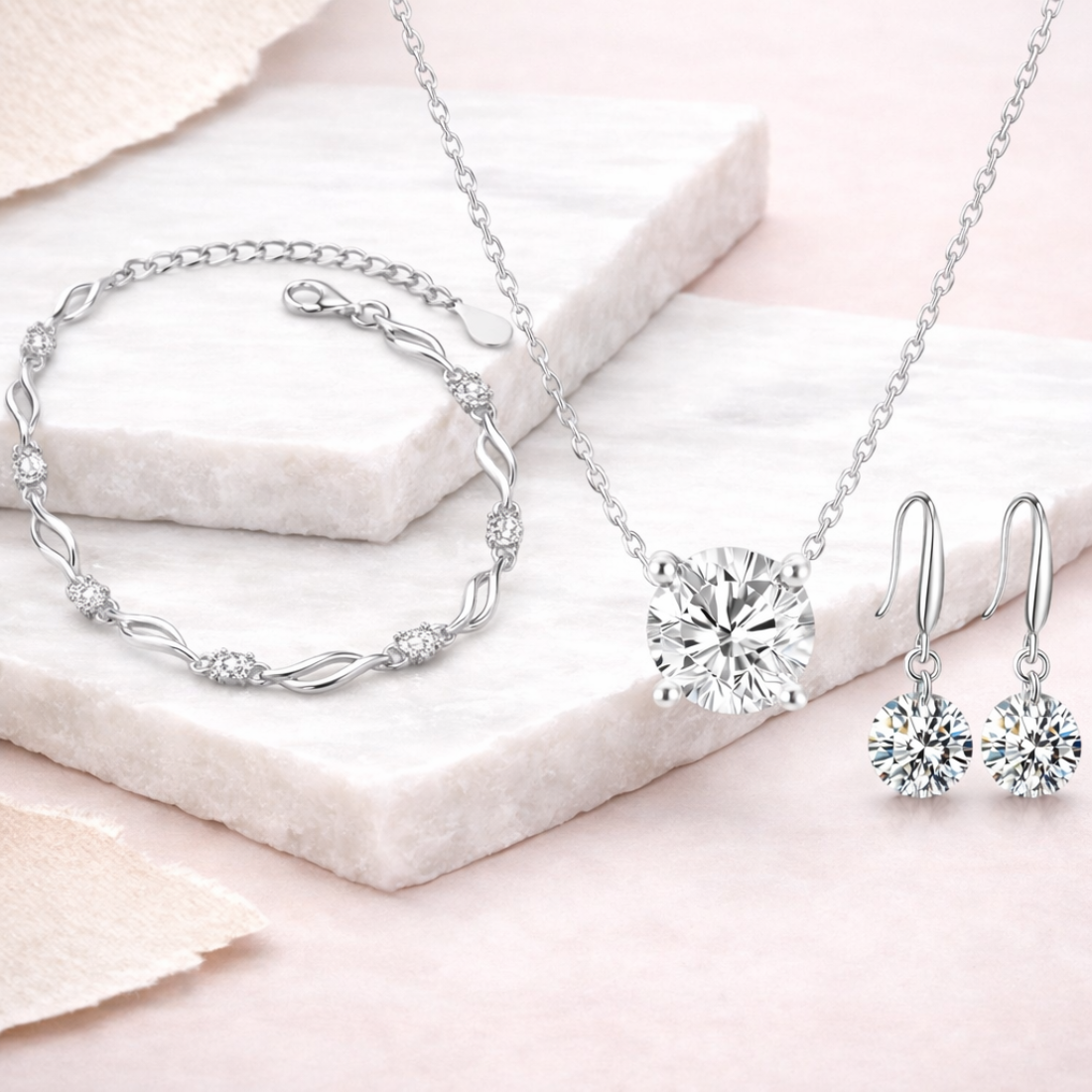 Minimal Value Set| Silver Plated With Bracelet And Earrings For Women And Girls