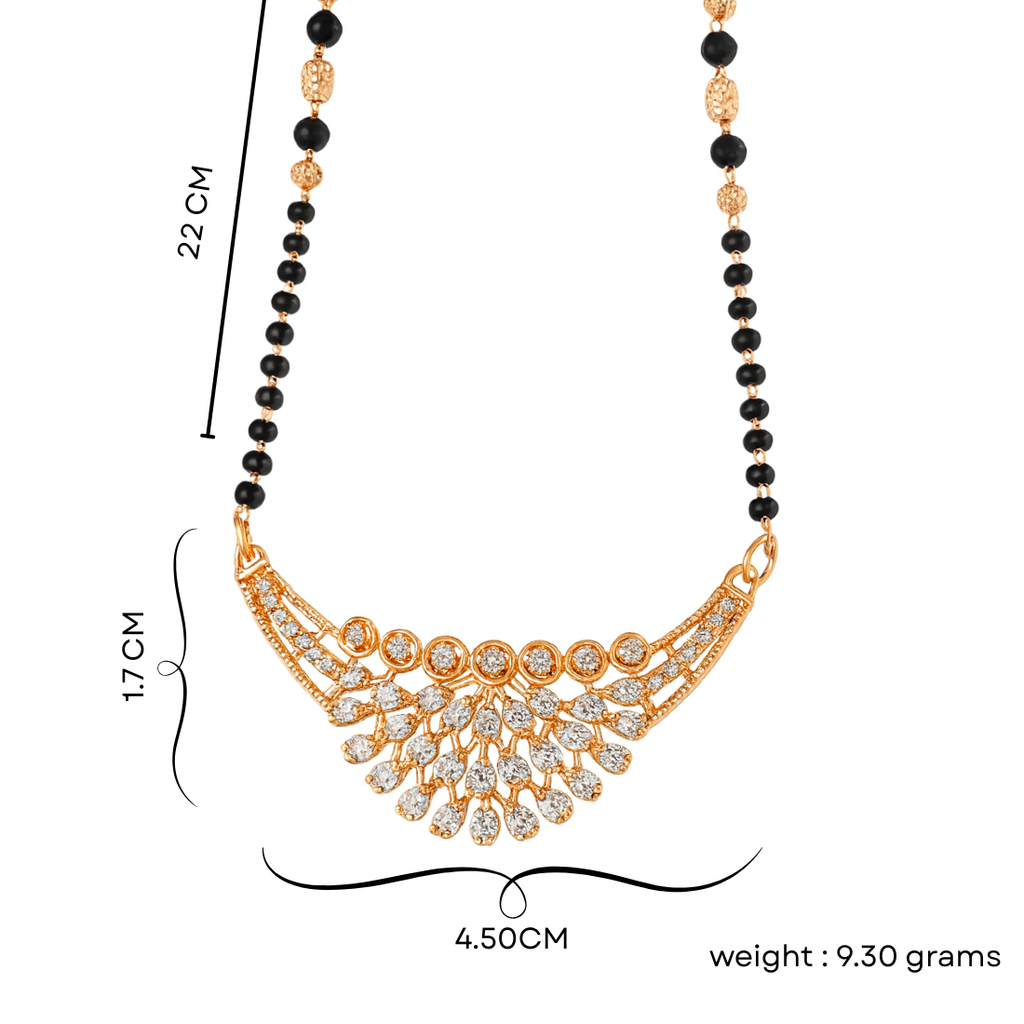 Rose Gold Plated AD Black Beads Mangalsutra