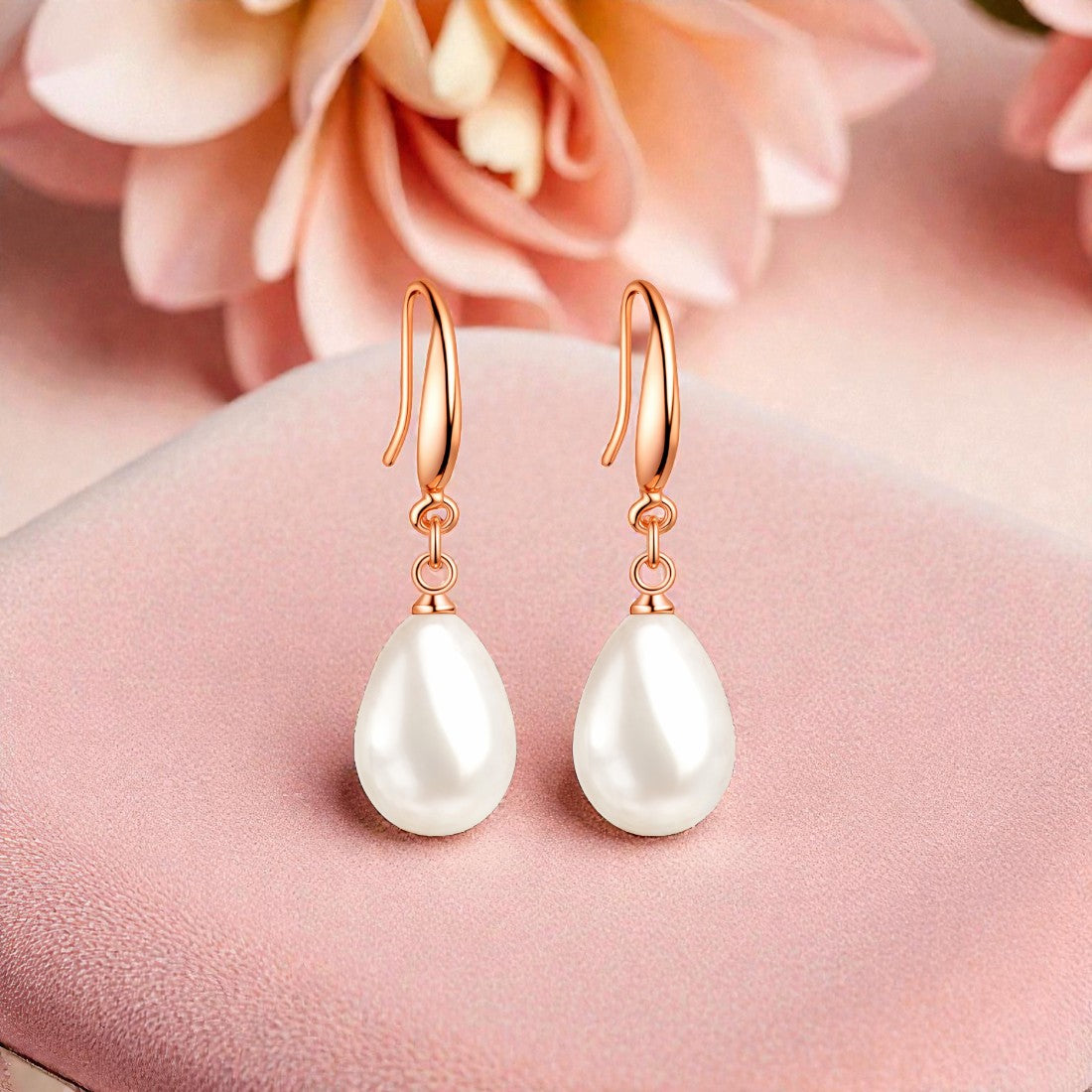 White Cherry Pearl Drop Earrings for Women and Girls