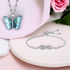 Butterfly Pendant with Infinity Bracelet Value Set for Women & Girls