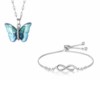Butterfly Pendant with Infinity Bracelet Value Set for Women & Girls