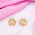 Rose Gold Plated Round Stud Earrings for Women and Girls
