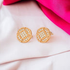 Rose Gold Plated Round Stud Earrings for Women and Girls