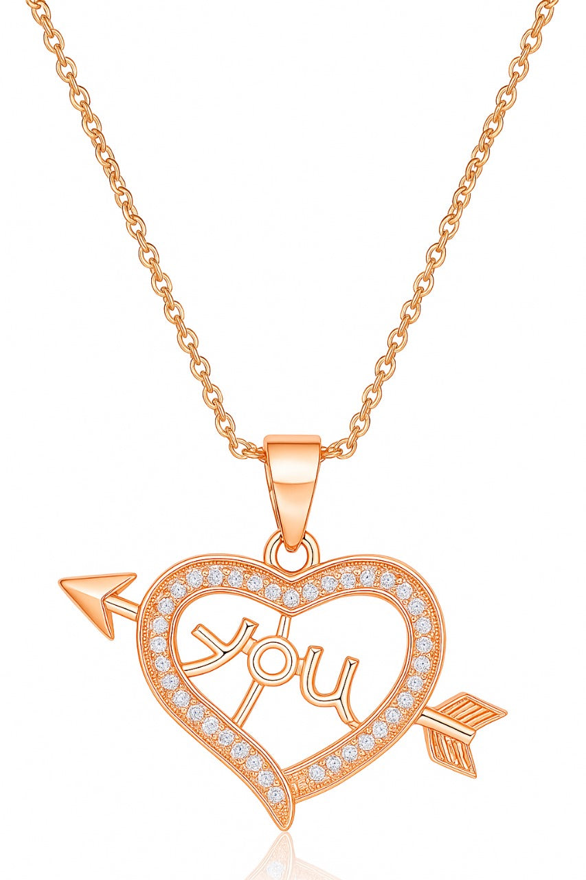 Nilu’s Collection Rose Gold Plated Heart Shape Pendant  for Women and Girls