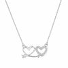 Silver Plated Double Heart Pendant Necklace for Women And Girls