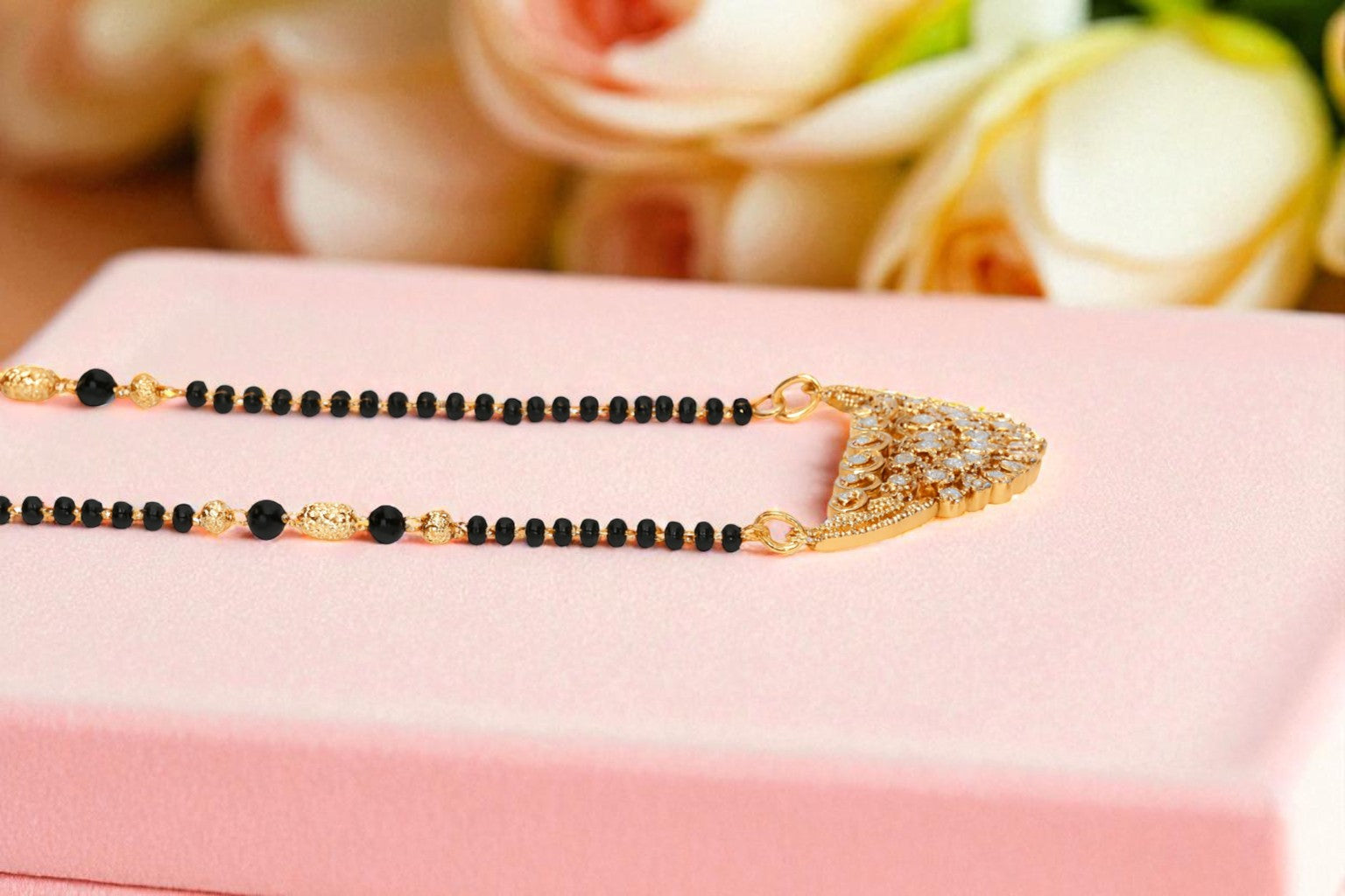 Nilu's Collection Rose Gold Plated Mangalsutra With American Diamond For Women |Traditional & Modern Look | Office Wear | Gift For Wife